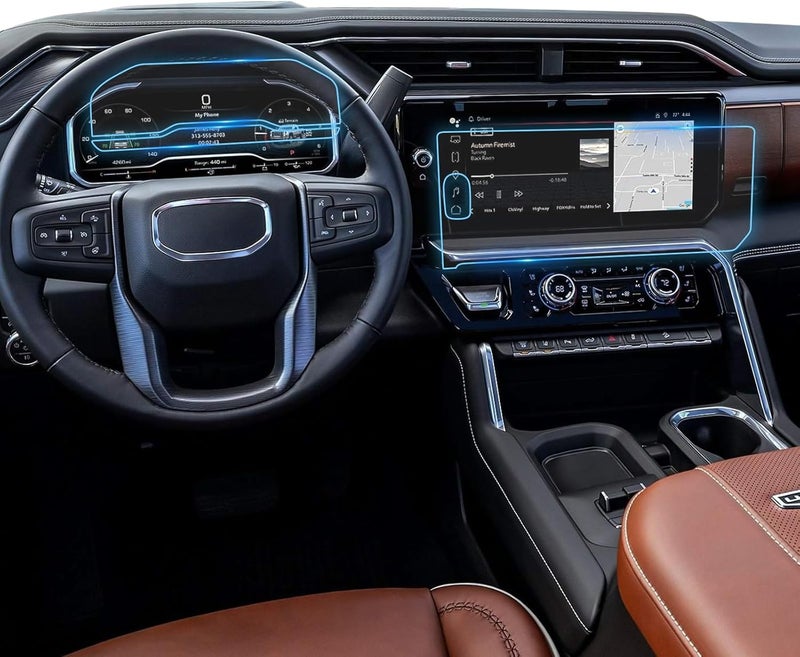 LFOTPP For 2025 2026 GMC Sierra Screen Protector-(3PCS)2022-2026 Sierra 1500& 2024-2026 Sierra 2500HD 3500HD (AT4/AT4X/Denali/Denali Ultimate) (Buttons on the Screen) Navi+Dash Touchscreen [HD Glass] - Image 1